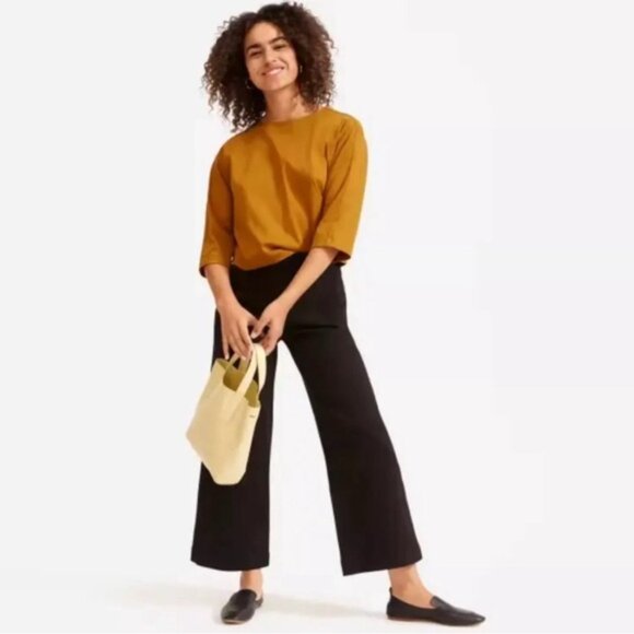 EVERLANE Wide Leg Crop Black Denim Pants Jeans Size 00 - Picture 1 of 16